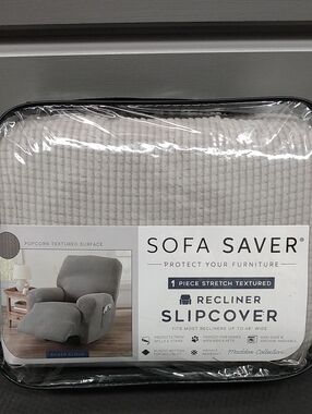 Sofa Saver Recliner Slipcover in Silver Cloud